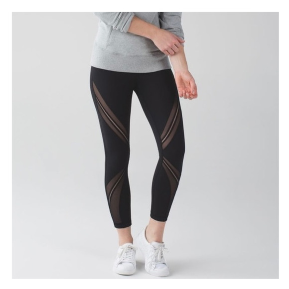 Lululemon Black High Times Pants Metta Mesh Leggings Size-6 Used - Picture 1 of 8